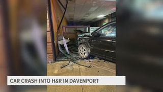 Car crashes into Davenport H&R Block building Tuesday night
