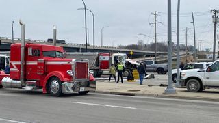  Crews respond to tow truck vs. semi crash, State Street in Bettendorf