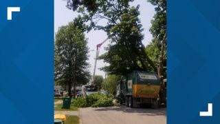 Galesburg garbage truck needed rescuing from a tree