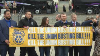  Teamsters protest Iowa bill that could decertify public unions