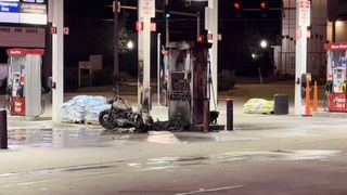 Motorcycle fire spreads to gas pump in Davenport