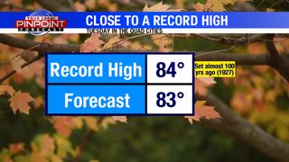 Near-record high coming Tuesday in Quad Cities!