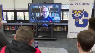 Galva Junior-High students speak with descendent of former president