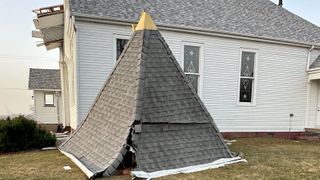 High winds rip steeple off historic Gerlaw Christian Church