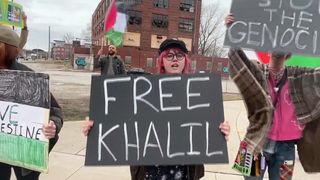 Quad Cities Coalition for Palestine leads QC rally to protest arrest of Mahmoud Khalil
