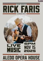Bluegrass Hall of Fame musician Rick Faris will perform at Aledo Opera House