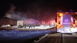Firefighters fight barn fire Wednesday evening in rural Bettendorf