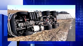 FedEx semi rolls over on I-80 near Middle Road exit