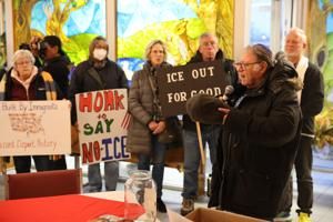 'We need to keep standing up': More than 100 gather at Davenport church to protest ICE