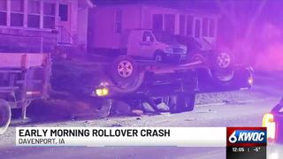  No injuries reported in early morning rollover crash in Davenport