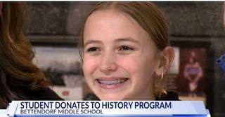 7th-grader donates $1,000 to Bettendorf Middle School History Day program