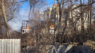 Garage destroyed by fire in Davenport