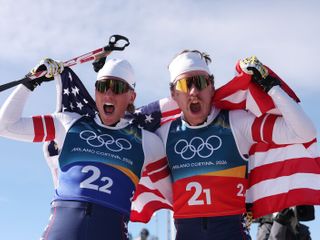 Ogden, Schumacher grab silver for U.S. in Olympic cross-country team sprint, Diggins falls short
