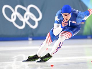 American Jordan Stolz speedskates to a third Olympic medal -- silver this time