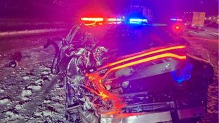  Iowa State Patrol car smashed into during snowy road assist 