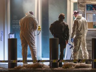 Police investigate an explosion outside the U.S. Embassy in Oslo