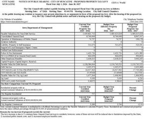 Muscatine City Council to hold public hearing on proposed tax levy