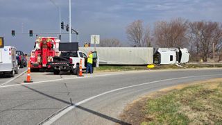 Semi rollover blocks part of Northwest Blvd.