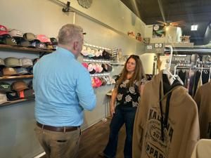 U.S. Rep. Eric Sorensen visits downtown East Moline businesses during construction