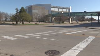  Stop light coming to intersection outside Vibrant Arena