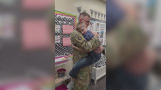  Sweet surprise: Dad surprises son at school after returning from military deployment