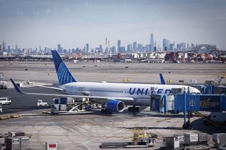 A United jet struck a light pole and a truck near Newark airport, police say