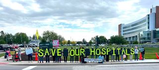 Food & Water Watch protests Miller-Meeks outside MercyOne Genesis in Davenport