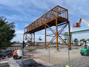 Main Street Landing bridge reaches milestone over Davenport rail line