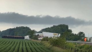  Railway confirms 18 train cars blown off tracks near Monmouth during severe storm