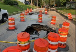 Sink holes appear in Village of East Davenport after water-main break