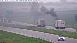  I-80 blocked by truck fire near Walcott