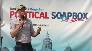 Rob Sand pitches unity, cross-party cabinet at Iowa State Fair soapbox