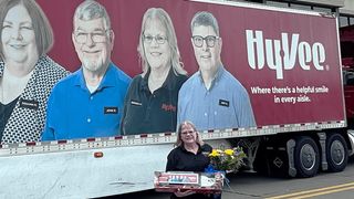 Milan Hy-Vee employee honored on semi for 40+ years of service
