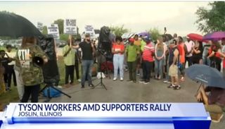 Former Tyson Foods workers rally outside Joslin plant