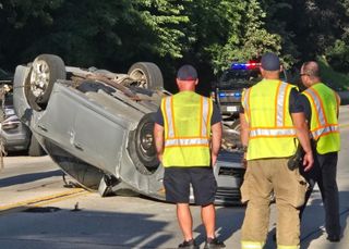 Car flips in Moline crash