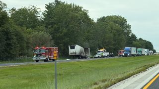  Traffic at standstill after semi truck trailer fire on I-80 near Geneseo