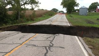 Iowa man missing after flash flooding collapses road 