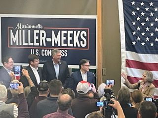 Rep. Miller-Meeks holds campaign rally in Davenport with House Speaker Mike Johnson