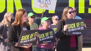  ‘Sick of it!’: Local lawmakers join healthcare advocates on Davenport stop of bus tour