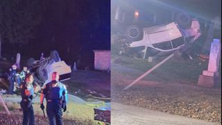  Car crashes into gravestones at Floyd Cemetery in Sioux City