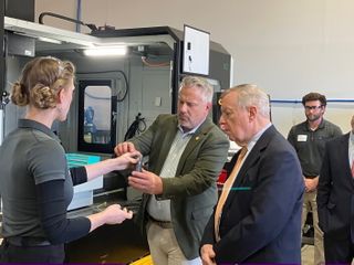 Durbin, Sorensen tour growing Moline defense contractor