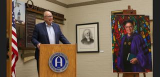 Two Iowa souls blend in new Augie presidential portrait